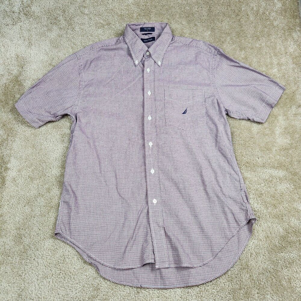 Nautica Casual Button Front Shirt Mens Large Multicolor Check Short Sleeve A317 - Picture 3 of 8